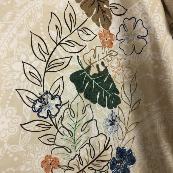 Alfred Dunner Floral Embroidered Top XL Square Neckline Short Sleeve Beaded - Picture 4 of 9